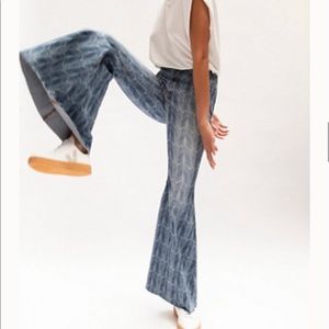Free People Just Float On Printed Flare Jeans